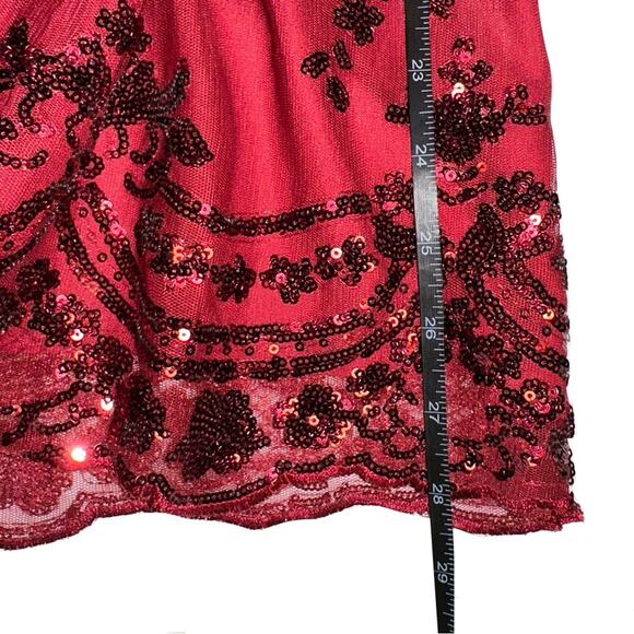Showpo Boys Lining Up Sequin Plunging Playsuit in Wine US4 - Picture 8 of 8